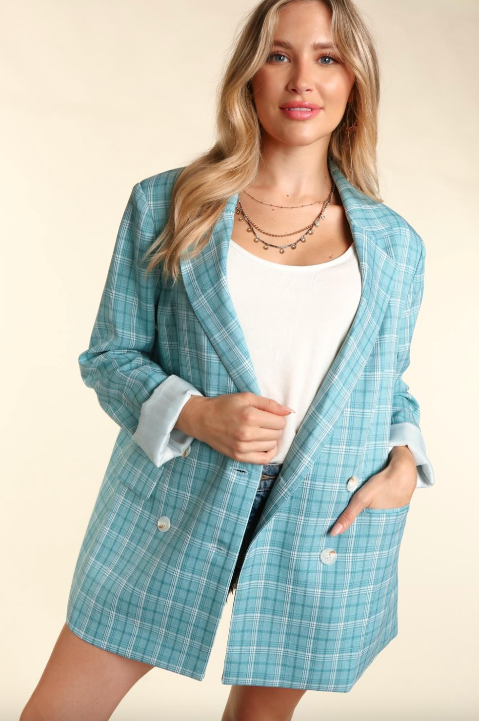 Mint To Be Plaid Blazer