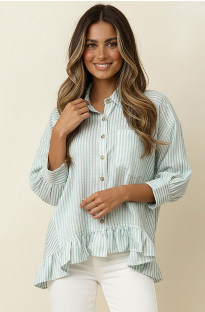 Pretty Please Blue Peplum Blouse