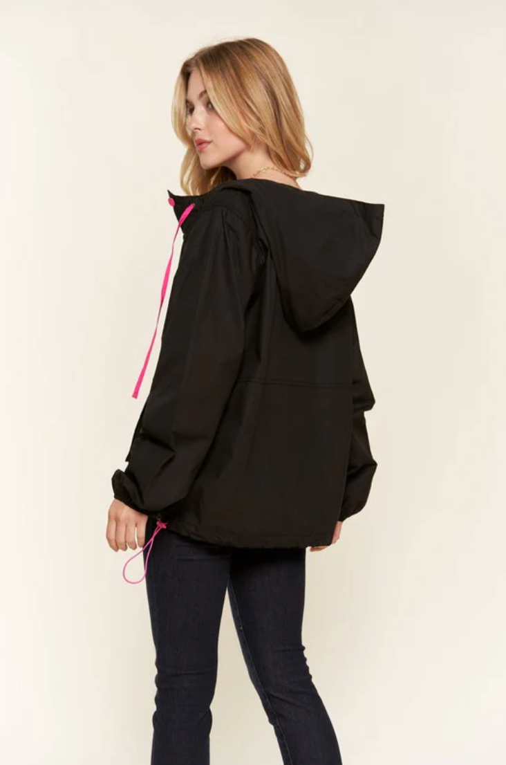 Glow Up Pink and Black Hooded Jacket