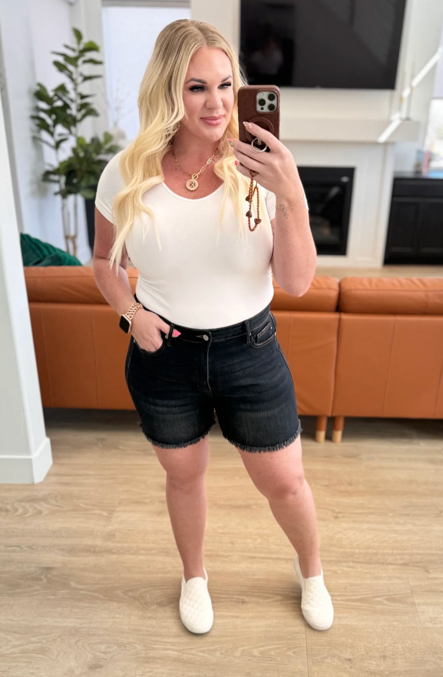 Judy Blue Ember High Rise Control Top Fray Hem Shorts
