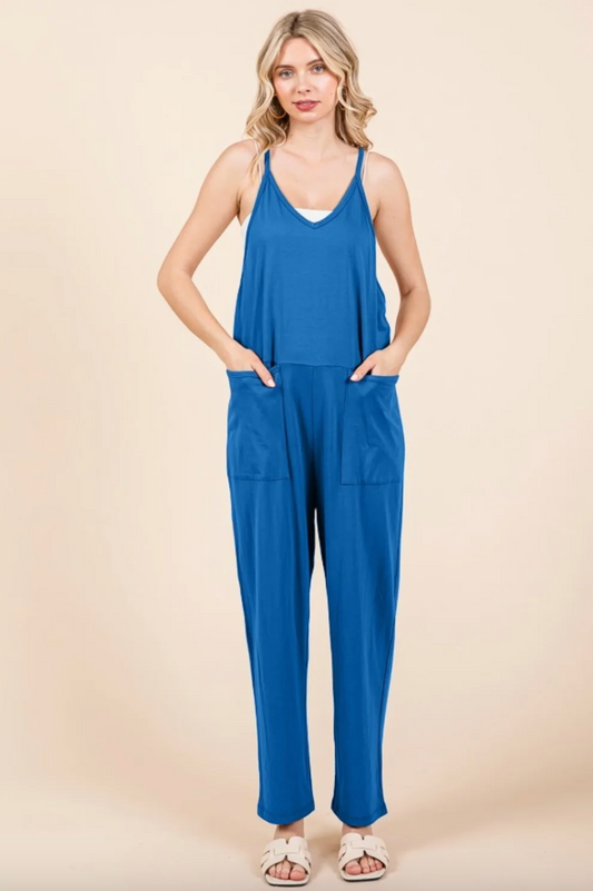 Blue Jumpsuit With Pockets