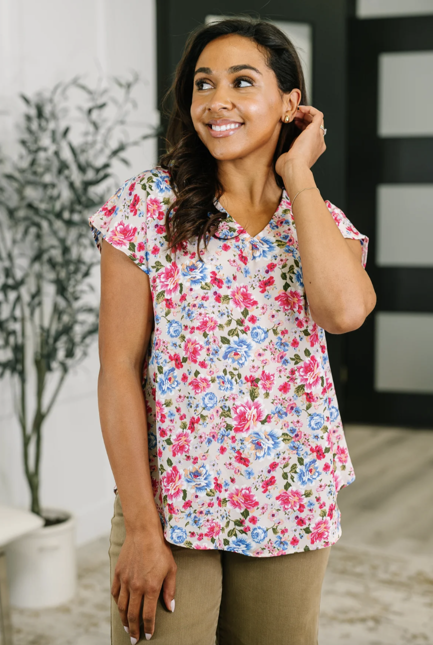 Spring Air Floral Print Blouse