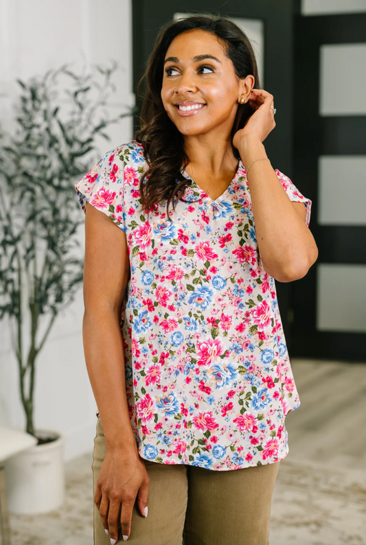 Spring Air Floral Print Blouse