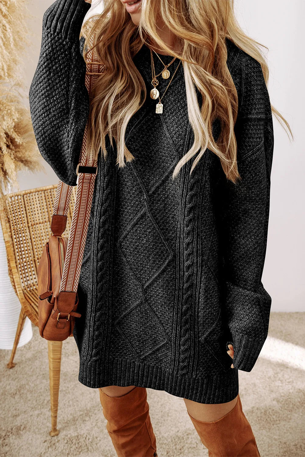 Ella Cable-Knit Sweater Dress