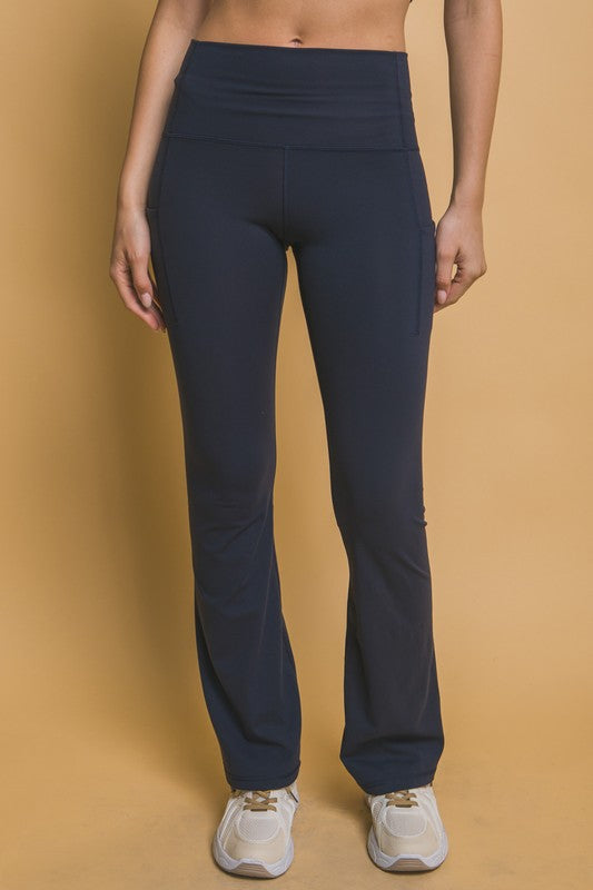 High Waist Flare Active Leggings with Pockets - Eclipse